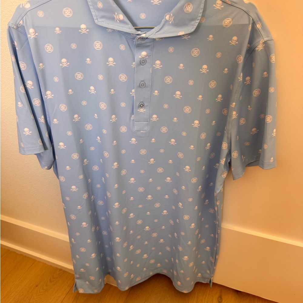 G/FORE Blue and White Polka Dot Polo Shirt
